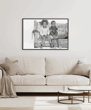 Kids on the Couch Drawing by Lizl Bode